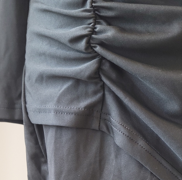 3/$30 Chic Black Ruched Long Sleeve Dress - Picture 5 of 9